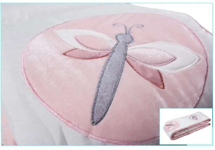 Promotion 3pcs Embroidery Baby Girl Bedding 100 Cotton Printed