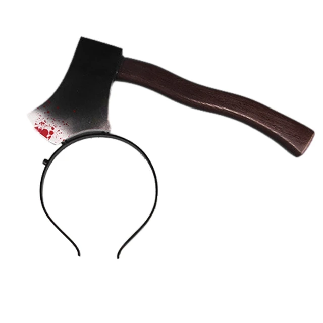Halloween Hair Hoop Knife Through Head Funny Scary Headband Fake Blood
