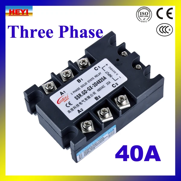 

Factory supply DC TO AC 40A SSR Three phase Solid State Relay SSR-40DA