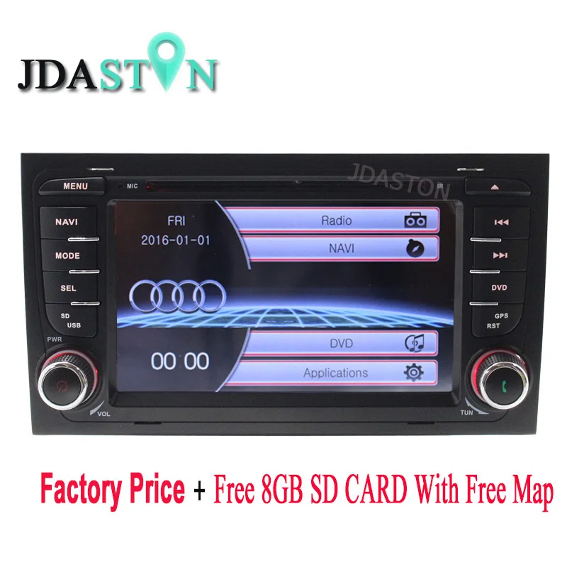 JDASTON Wholesale!!! 2 Din Wince Car DVD Player for AUDI A4 2002-2008 GPS Navigation Radio Audio Bluetooth Free Map CANBUS SWC