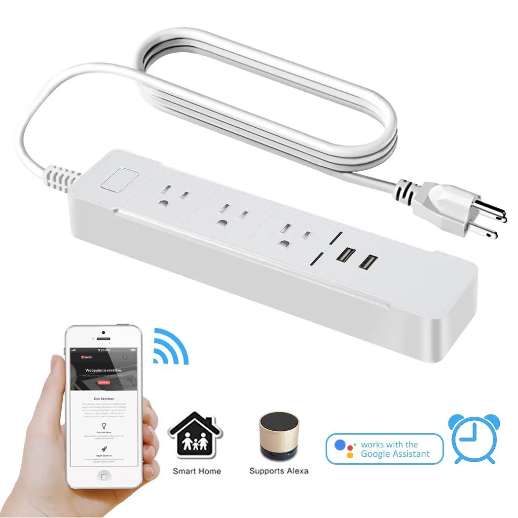 

Smart Power Strip WiFi Surge Protector USB Outlets Network Filte 3 Socket US Plug Socket with USB work with Alexa Google Home