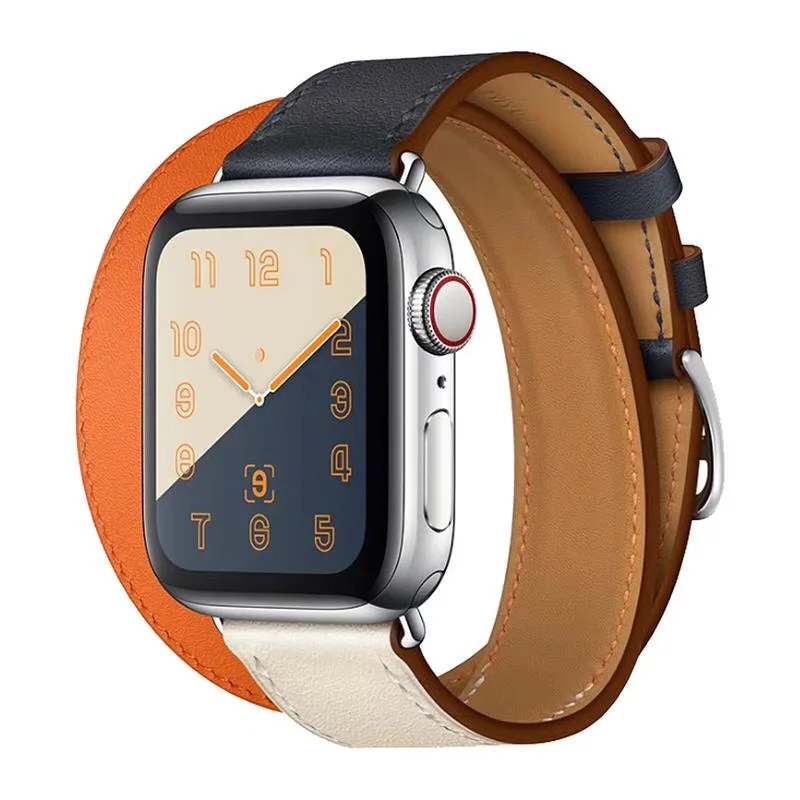 Удлиненная кожаная Петля для iwatch Apple Watch band двойной ремешок 38 мм 42 40 44 серия 4 2 3 1 5 |