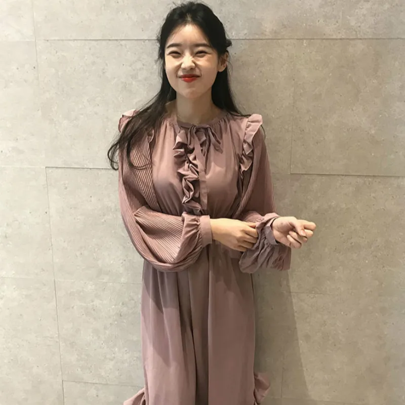 

Women Long summer Ruffle Pink Princess Elegant Dress Long Sleeve Draped Plus Size Bodycon Robe Femme Vestidos Jurken Sukienki