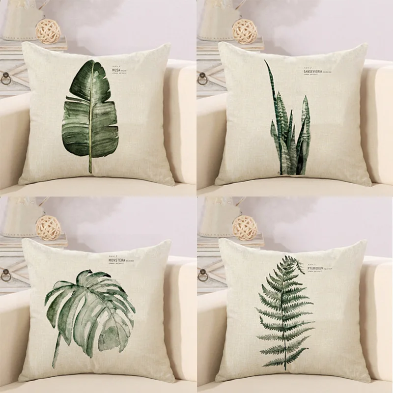 

ZUCZUG Tropical Plant Rainforest Jacquard Decorative Pillow Case Cotton Linen Decorative Pillow Case Print Pillow Case Cushion