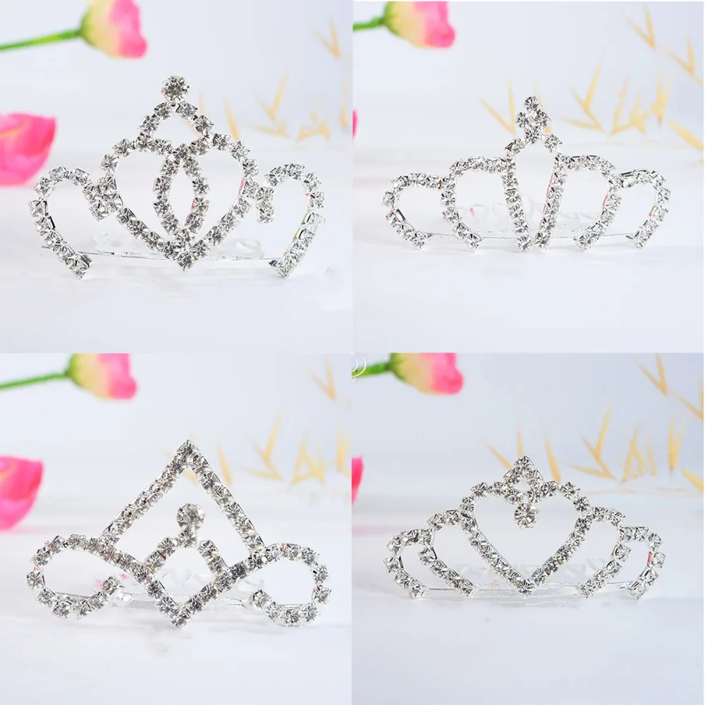 

1Piece New Lovely Girls Glittering Crystal Rhinestone Crown Kids Princess DIY Hair Accessories Hair Comb 574