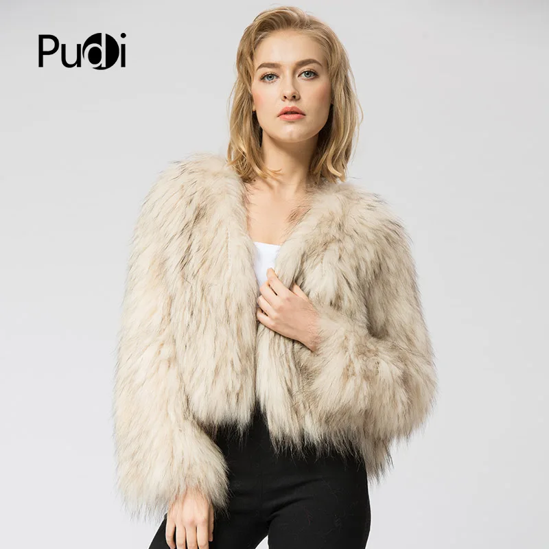 

CR044 knit knitted Real raccoon fur coat jacket overcoat women's fashion winter warm genuine fur coat ourwear fur coat women's