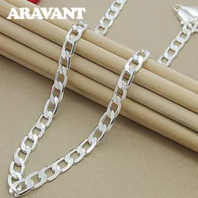 925 gümüş 10MM düz Sideways kolye zinciri erkekler için moda takı aksesuarları