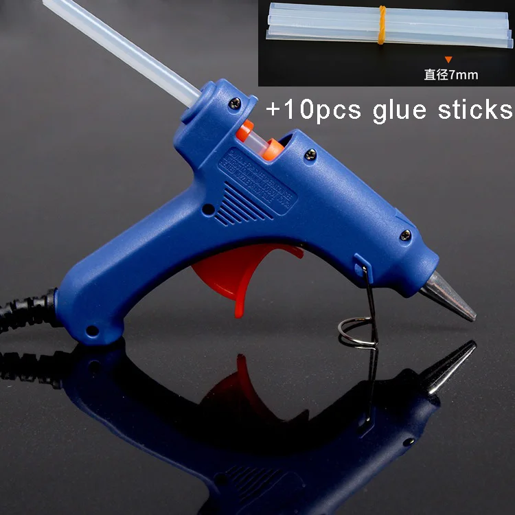 

1 set 20W 100~240V Hot Melt Glue Gun with 10 Pcs 7*270mm Glue Stick Mini Guns Thermo Electric Heat Temperature Tool for toys diy