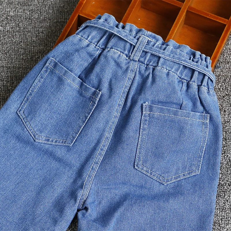Детские джинсы для девочек эластичные длинные штаны синие джинсы для девочек, модная детская повседневная одежда для девочек Весенний костюм для детей от 8 до 12 лет, г