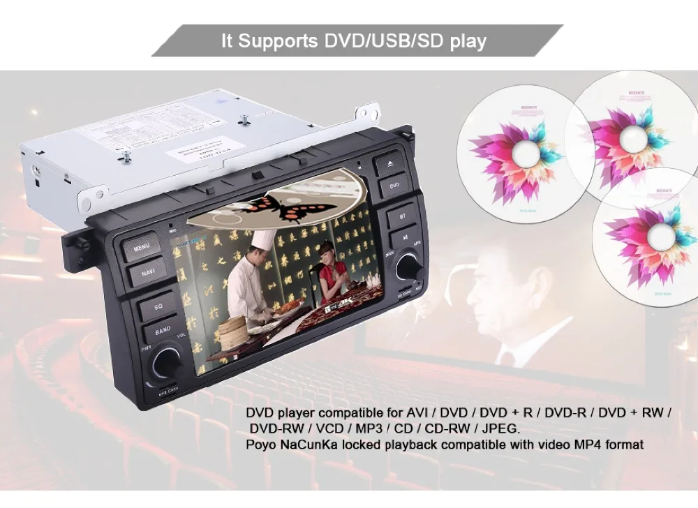 Cheap Factory Price 1 Din Car DVD Player for BMW E46 M3 With GPS Bluetooth Radio RDS USB Steering wheel Canbus Free Map+Camera MIC 10