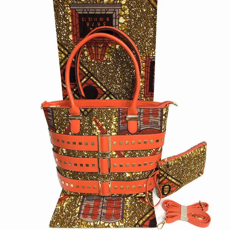 

African bags for women handbag high quality wax bag set match Ankara african wax print fabric for women dresses 6 yard/lot HF101