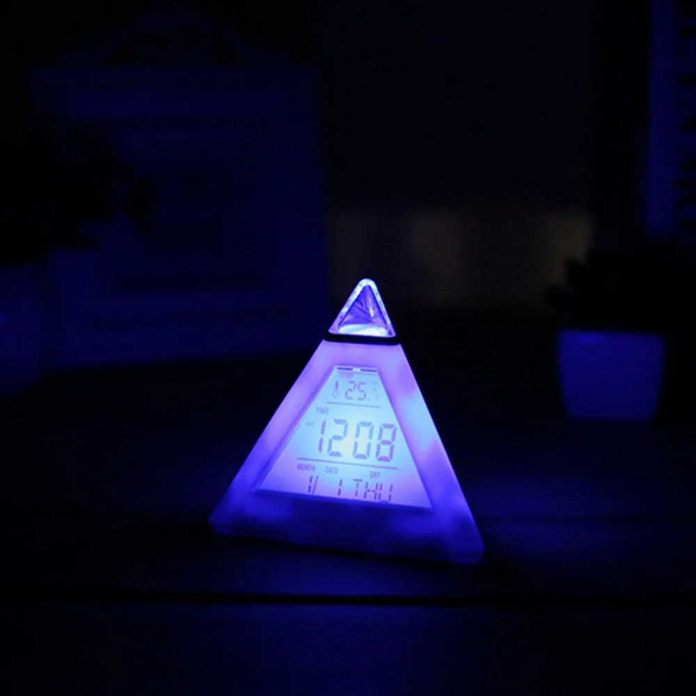 СВЕТОДИОДНЫЙ цветной Меняющие цвет часы будильник c ЖК-дисплеем ночные светильники термометр цифровая настенная лампа-часы