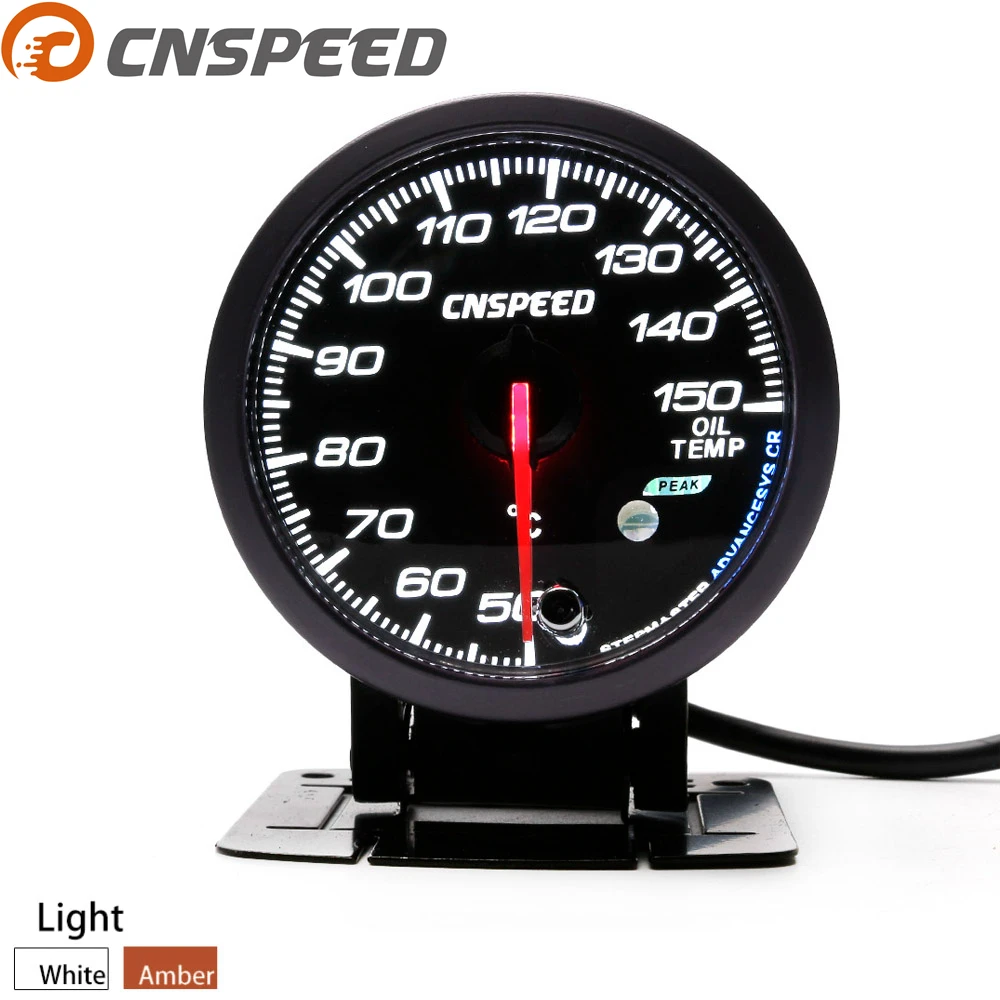 

Free Shipping CNSPEED 60MM Auto Oil temp gauge 50-150C Led light Peak Function Oil temperature gauge Car meter with Sensor