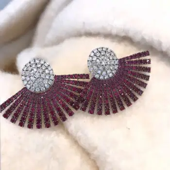 

GODKI 40MM Famous Luxury Popular Full Ealobe Stud Earring For Women Accessories Full Cubic Zircon Earrings pendientes mujer moda