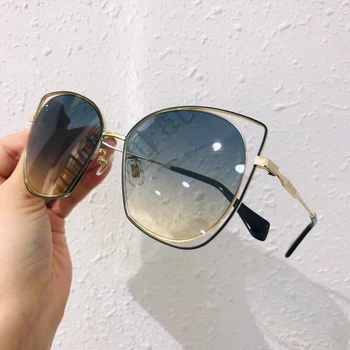 

Women Luxury Cat Eye Sunglasses 2019 Fashion Hollow Out Metal Frame Shades UV400 Vintage Brand Glasses Designer Eyewear With Box