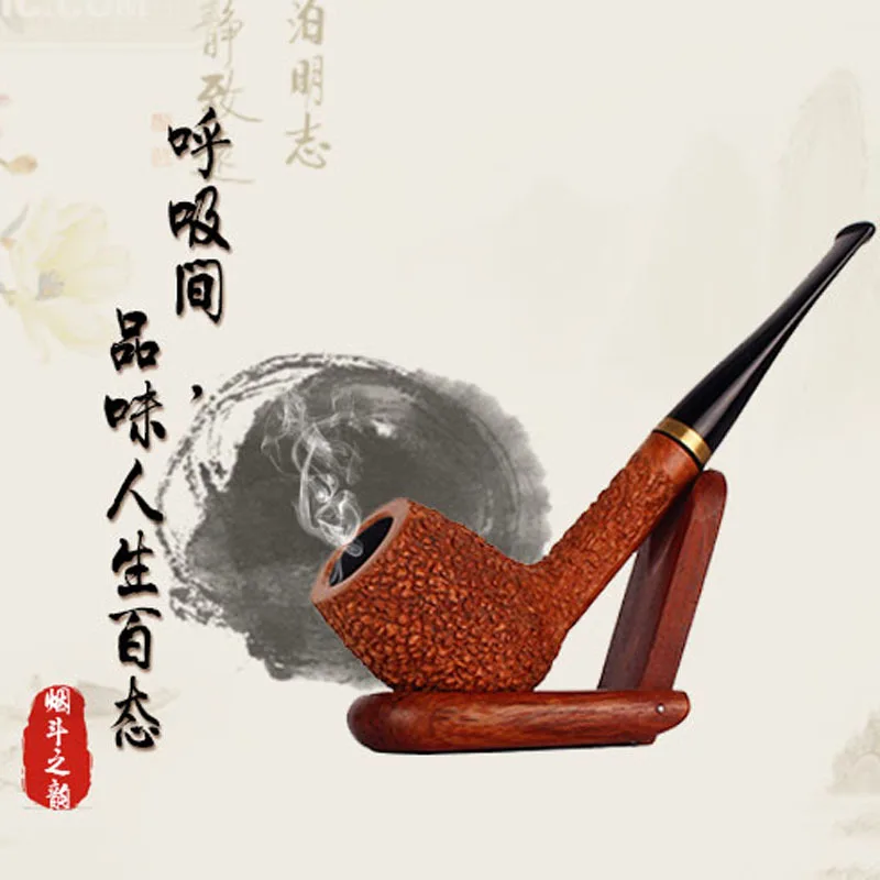 

New imported stone wood hand-polished engraving and ring pipe Straight hammer removable smoking hot