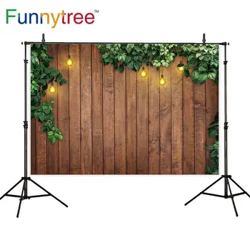

Funnytree backdrops for photography studio vintage wood wall plant leaves spring glitter background photobooth photocall prop