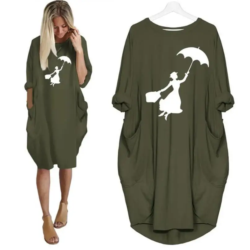 

Pocket Girl Letters Print Dress Dress Women Dresses Vestidos Summer Mujer Zanzea