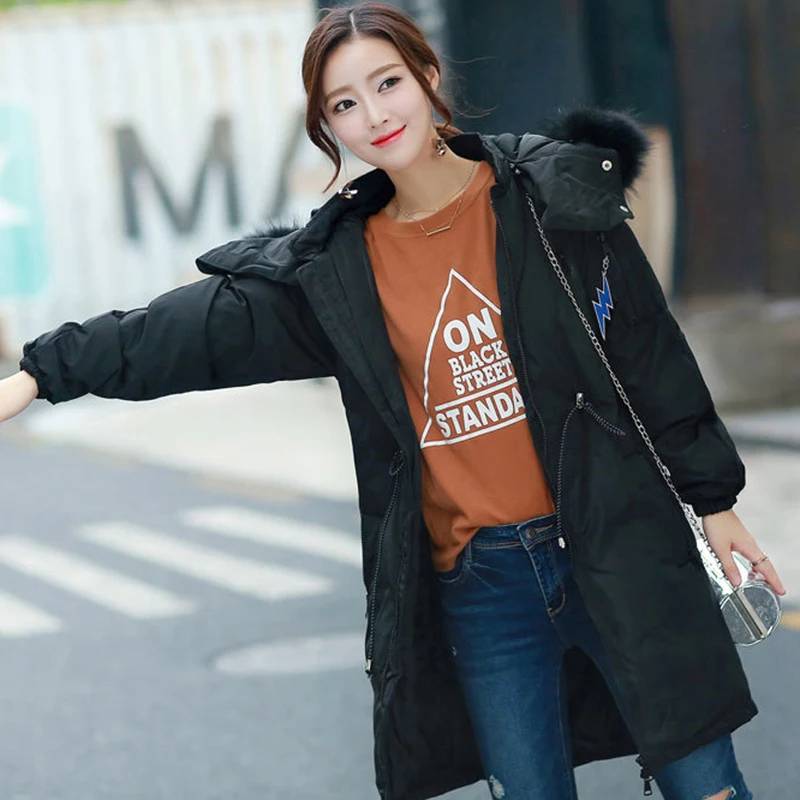 Femmes Grand long Manteau Veste Col Épaississement Femme Mode Duvet Nouvelle Plus Moyen D'hiver blanc Manteaux De 2017 Hiver Blanc Canard Fourrure Noir Qh1002 Et EqfPxvv