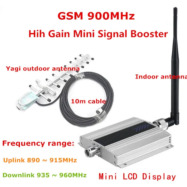 

LCD display 2G GSM 900Mhz Booster Cell phone Mobile Signal Repeater Amplifier 13dBi Yagi Antenna with Cable Full set
