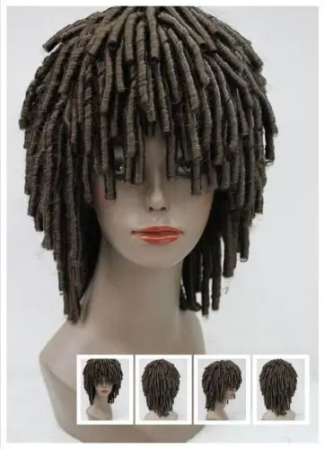 0000120 Black Brown Dreadlock Wig Wigs Corkscrew Curls Medium Length Dreadlocks Can Choose Women S Peruca Hair Queen Wigs