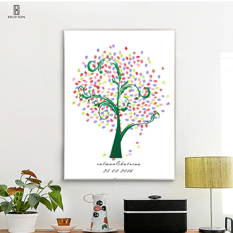 

DIY HD Pattens Modern Canvas Yellow Green Blue Pink Leaves Trees Pictures Dreamlike Images Posters Prints Home Decor Paintings