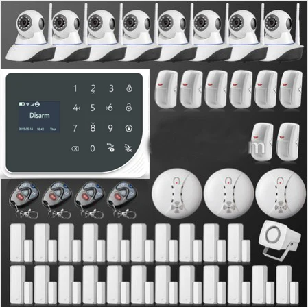 

SmartYIBA Russian Spanish English WIFI GSM Burglar Alarm System Security Home GSM Alarm System APP Control Alarm Video IP Camera