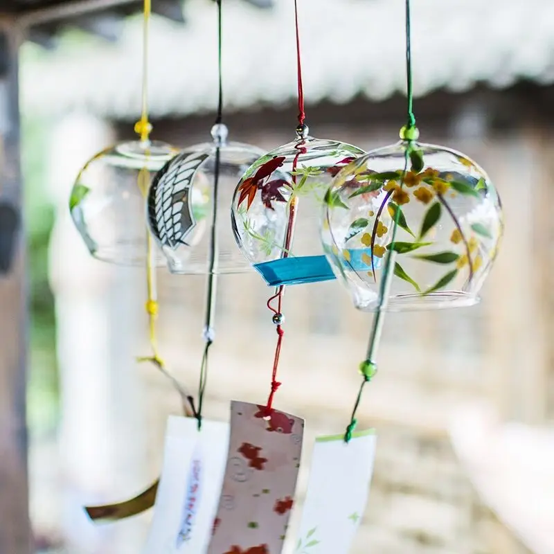 Романтические Стеклянные Колокольчики сакуры в японском стиле edo, украшение для балкона, колокольчики, подарки для девочек