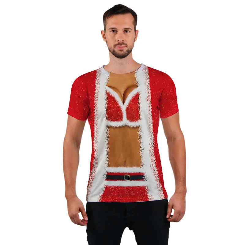 Забавная Рождественская футболка Поддельные из двух частей 3D футболки Camisa Masculina европейский размер Alisister брендовая одежда хип-хоп унисекс футболка