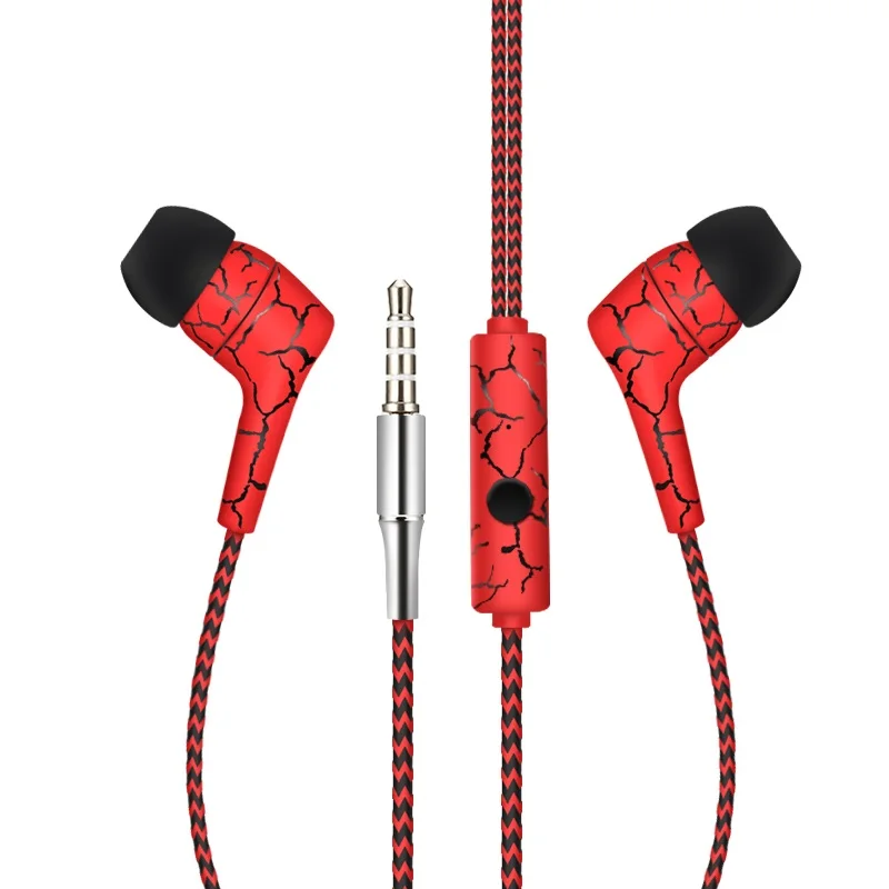 

New Crack Earphone Ice Cracks Earbuds Weaving Cloth Rope Earpiece Stereo Earphones For iPhone Samsung Xiaomi Huawei Stereo Music