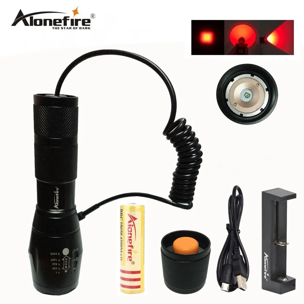 Buy AloneFire E17 Zoomable Red Light Hunting Flashlight Tactical Torch Night