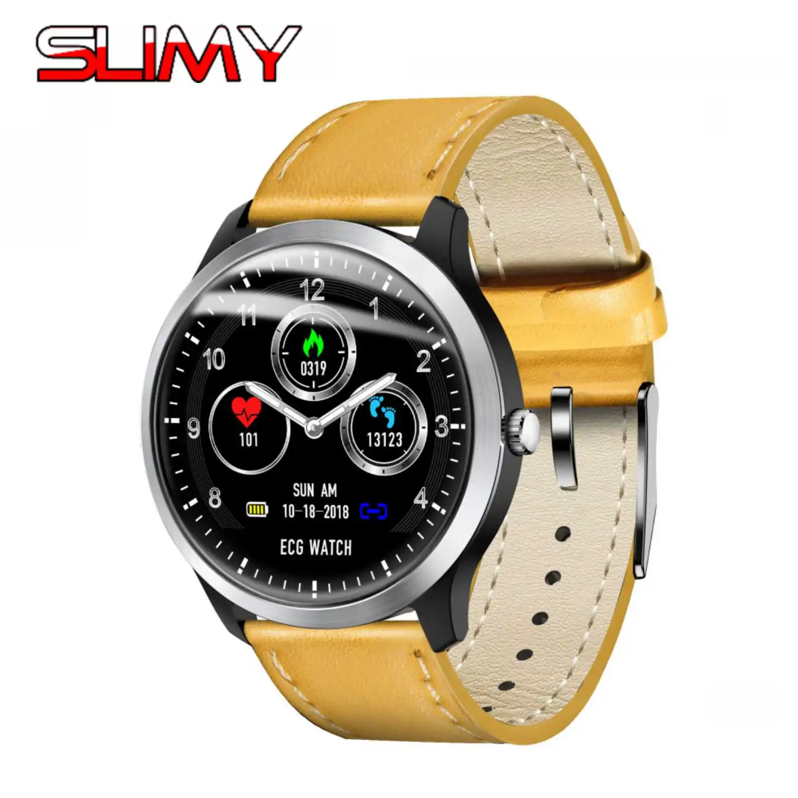 

Slimy N58 Smart Watch ECG+PPG ECG HRV Report Heart Rate Blood Pressure Monitor Smartwatch IP67 Waterproof Color Screen Pedometer