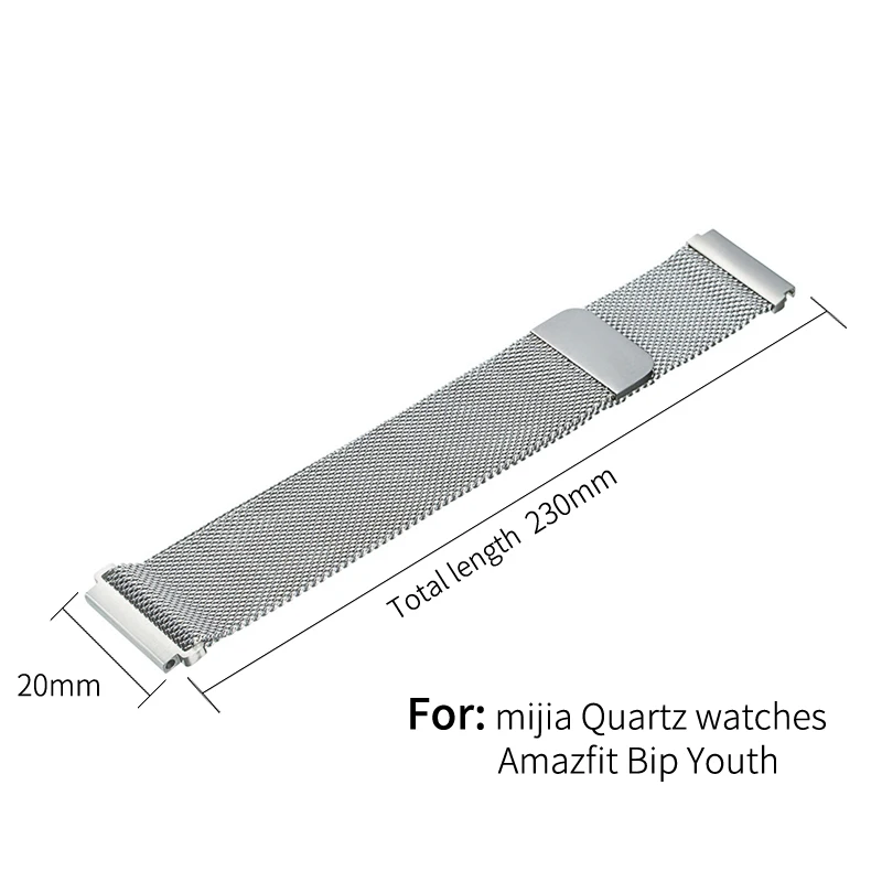 Металлические полосы 22 мм/20 мм для Xiaomi Huami Amazfit Bip BIT PACE Lite Молодежная версия для Mijia Quartz Watc Amazfit 1& 2 ремешок