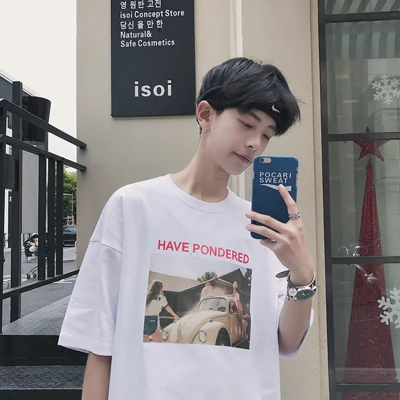 Summer 2019 New Couple T-shirt with Round Neck and Loose Short Sleeves | Мужская одежда