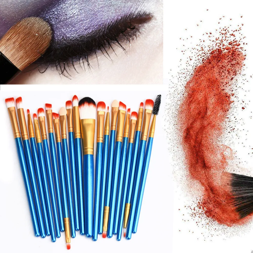 

High Quality Goat Hair Professional 20 pcs Makeup Brushes Wood Set tools Make-up Toiletry Kit Wool Make Up Brush Set