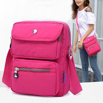 

Women Shoulder Bag Fashion Solid Color Repellent Waterproof Nylon Girl Crossbody Beach Bag New 2018 bolsa feminina