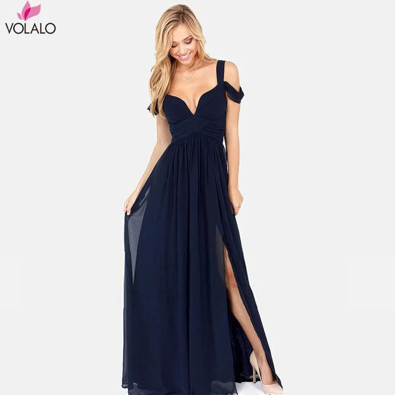

VOLALO Office Lady Party Gowns Wine DarkBlue Lacy Spaghetti Strap Lace Backless Special Occasion Dresses Vestidos De Festa Long