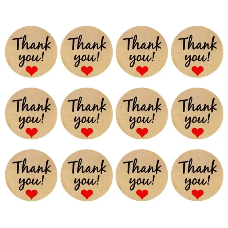 

120pcs/set Thank You Round Stickers Kraft Paper Sealing Sticker Diary Decal