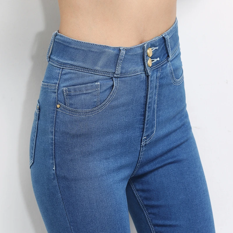 Jeans Woman High Waist Plus Size Stretch summer autumn full Length Skinny Slim denim Pants for women black blue 5XL 6XL