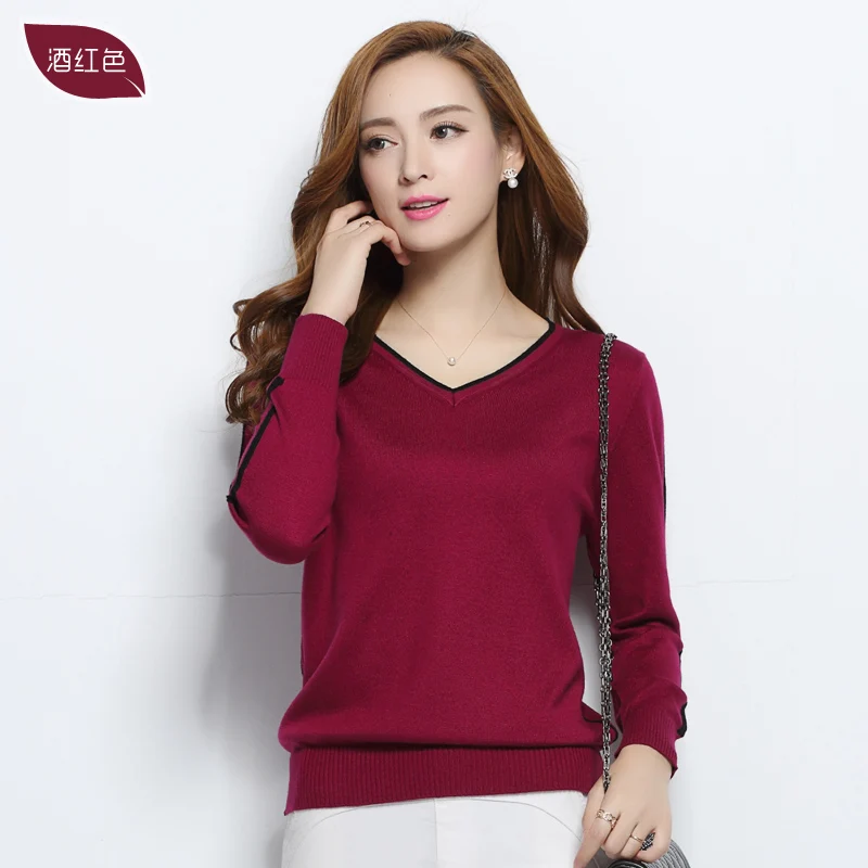 ZEHANGSEA-Women's fashion wool V-neck sweater elegant solid color high-quality sweater office women's basic pullover 12 colors ZEHANGSEA-Women's fashion wool V-neck sweater elegant solid color high-quality sweater office women's basic pullover 12 colors