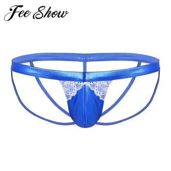 

Sexy Men Stain Lace Lingerie Bikini Briefs Underwear Bulge Pouch Sissy Panties Open Butt Jockstrap G-string Thongs Calzoncillos