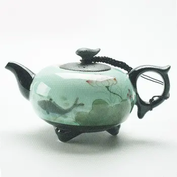 

2018 Hand painted Longquan celadon home teapot with filter large kettle modern Chinese pottery Kung Fu teaset