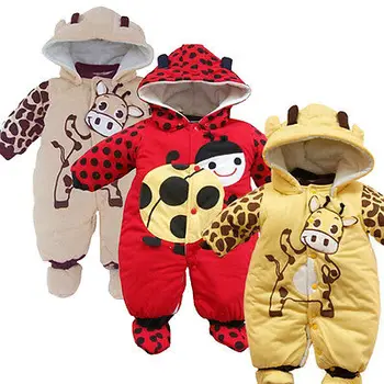 

2019 New Cute Winter Thicken Cartoon Romper arrival Unisex Ladybug Baby Jumpsuit Baby Clothing 3 Colors for New Born Baby Romper