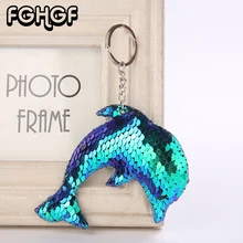 

FGHGF New Colorful Sequins Dolphin Keychain Shining Reflex Cartoon Couple Cute Animal Keychain Personality Car Keys Pendant