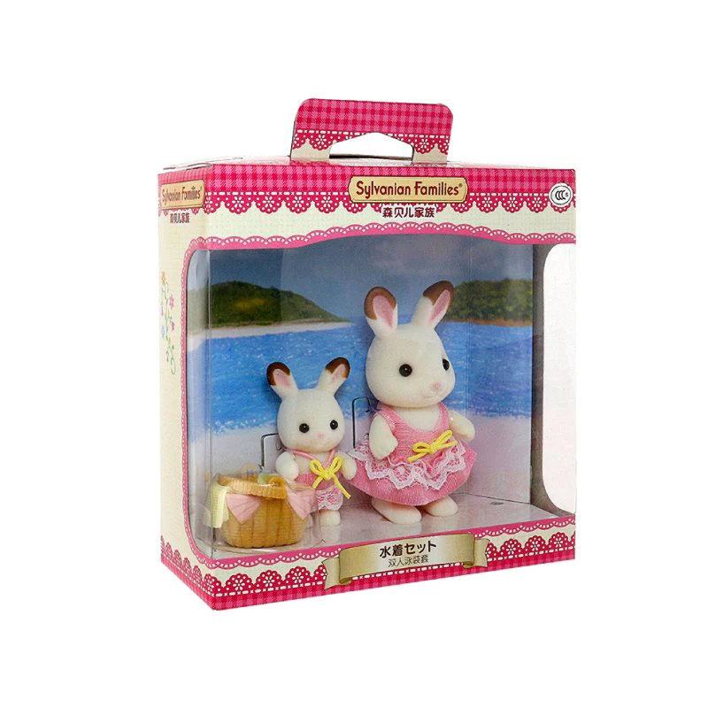 Sylvanian Families кукольный домик сцены Аксессуары для девочек Набор для плавания w/2 фигурки кролика Новинка