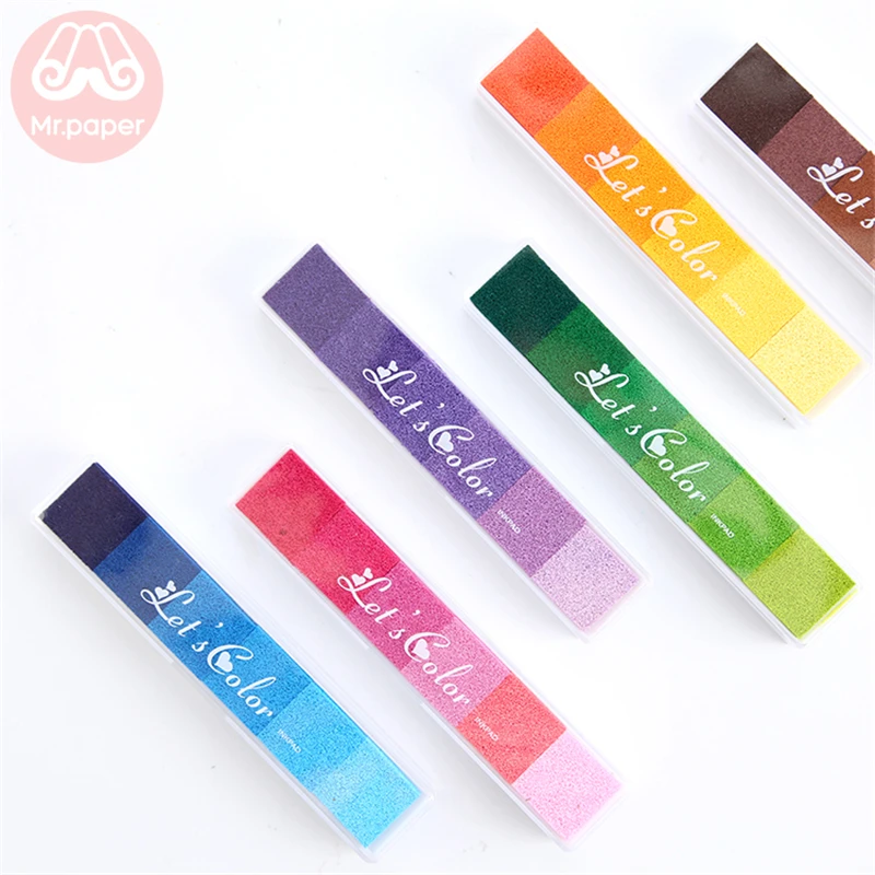 Mr Paper 6 Colors Gradual Change Colorful Long Inkpad Handmade DIY Craft Oil Based Inkpad Rubber Stamp Paper Scrapbooking Inkpad 4 Mr Paper 6 Colors Gradual Change Colorful Long Inkpad Handmade DIY Craft Oil Based Inkpad Rubber Stamp Paper Scrapbooking Inkpad 4