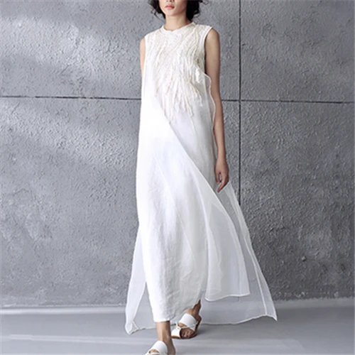 womens white linen sundress