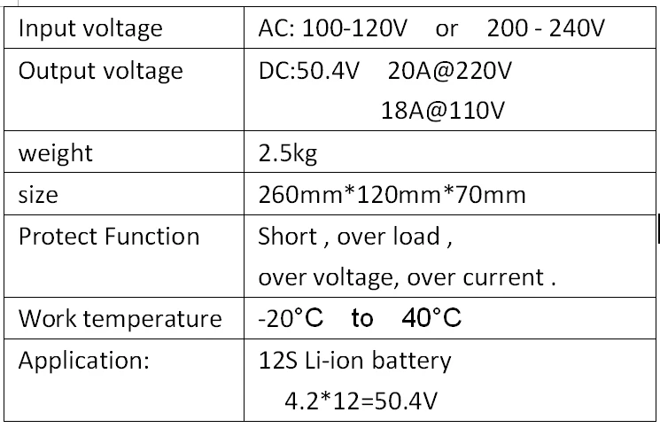 50,4 V 20A зарядное устройство для 12 S lipo/литий-полимерный/литий-ионный аккумулятор, интеллектуальное зарядное устройство, поддержка CC/CV режима 4,2 V* 12 = 50,4 V