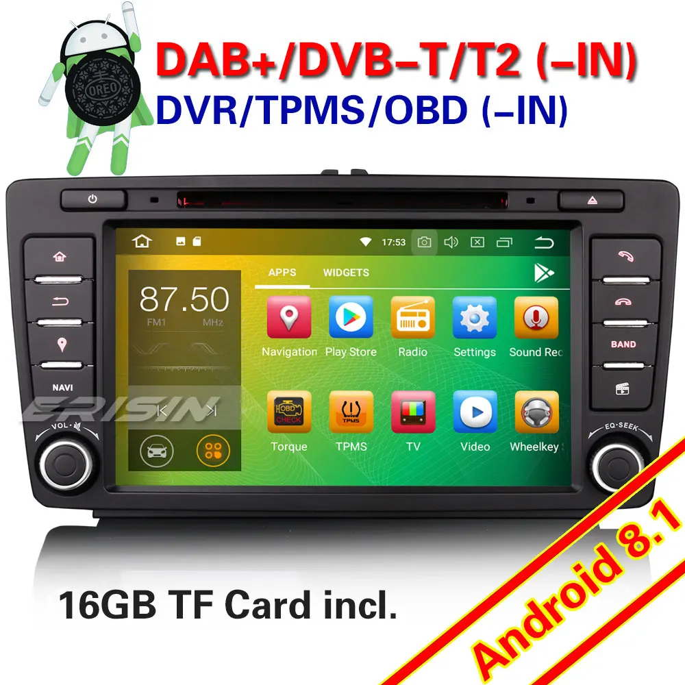 Erisin ES3826s 8 дюймов Автомобильный dvd плеер android 1 2G Оперативная память PX30 DAB OBD WiFi 3g для