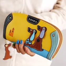Мультфильм собака женщины кошелек сумка дизайнер кошельки известных брендов женские бумажник долго зажим для денег доллар цена на молнии